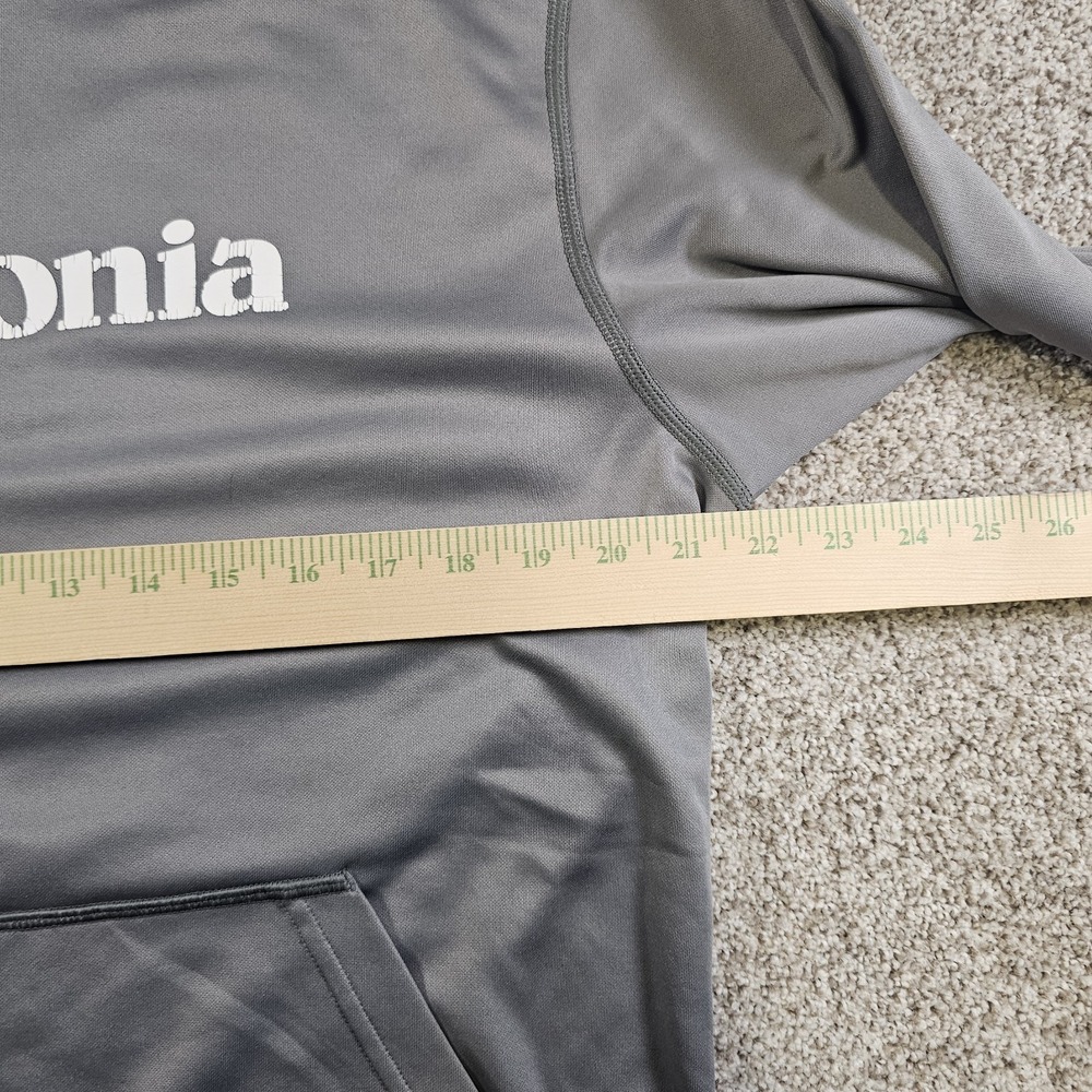 Patagonia Hoodie MED Grey Logo Polycycle Sweatshirt Kangaroo Pullover A6 - Picture 4 of 11